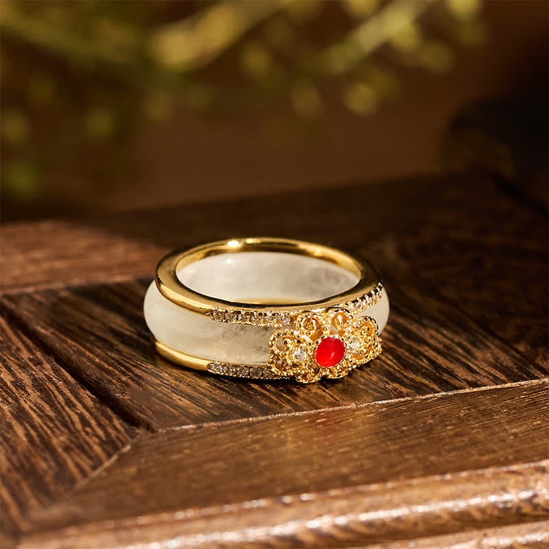 Nimara Ritual Gold-Plated Copper Glass Flower Wealth Ring