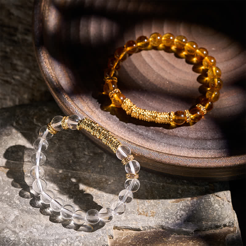 Nimara Ritual Natural Clear Quartz Citrine Money For The Journey Protection Bracelet