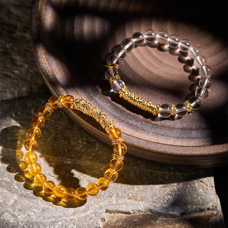 Nimara Ritual Natural Clear Quartz Citrine Money For The Journey Protection Bracelet