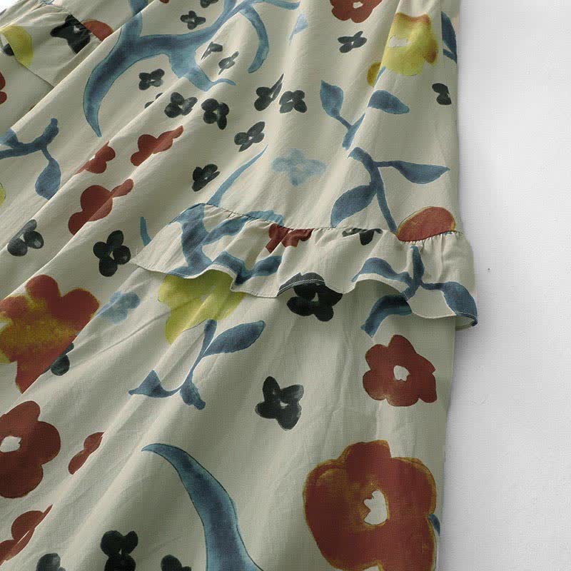 Nimara Ritual Summer Washed Watercolor Floral Print Women's Sleeveless Dress