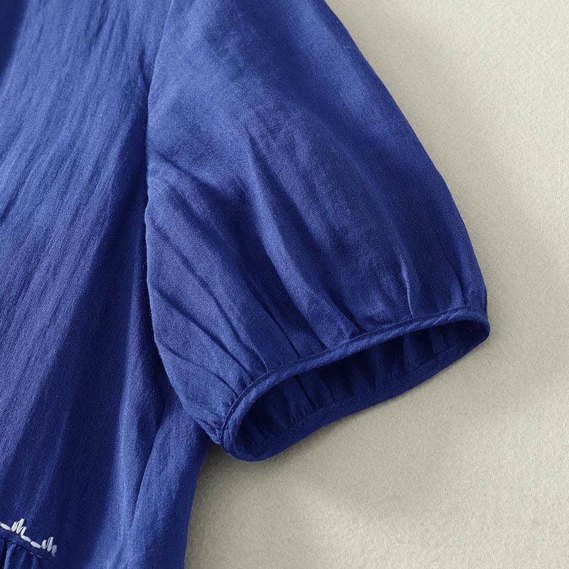 Nimara Ritual Summer Minimalist Button-Up Solid Women's Short Sleeve Below Knee Dress With Pockets