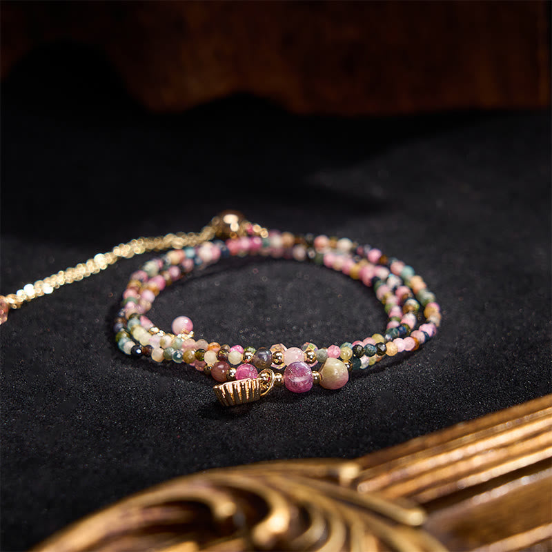 Nimara Ritual Natural Tourmaline Triple Wrap Positive Bracelet
