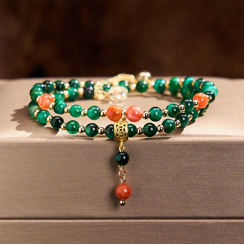 Nimara Ritual Natural Green Tiger Eye Double Wrap Strength Bracelet