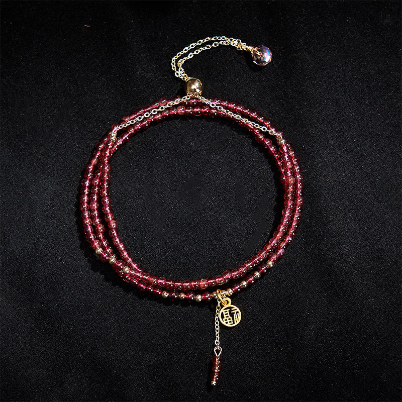 Nimara Ritual 4mm Natural Garnet Stars Triple Wrap Purification Bracelet