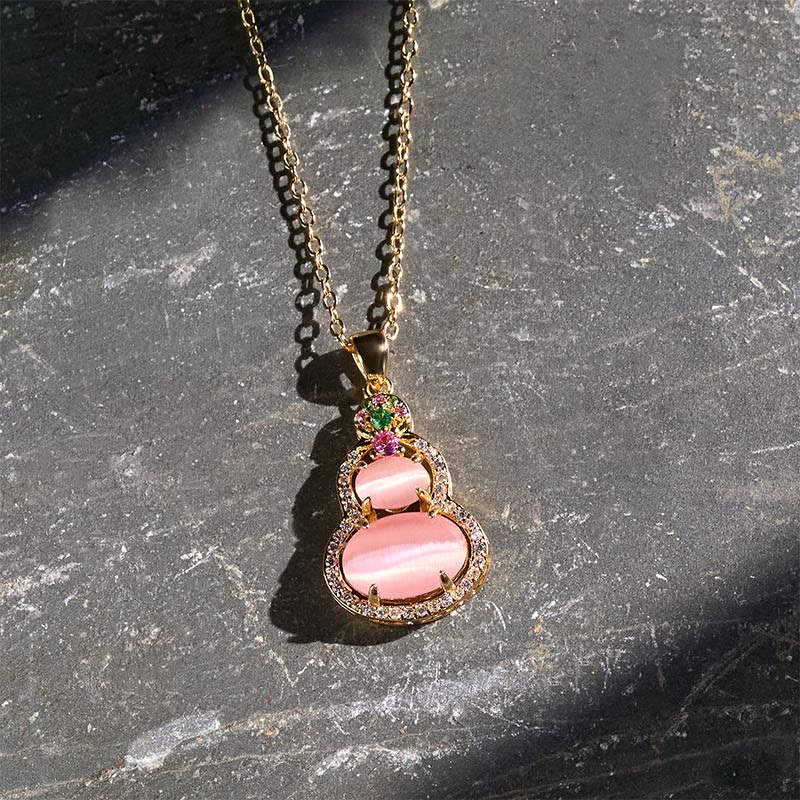 Nimara Ritual Pink Chalcedony Gourd Optimism Necklace Pendant