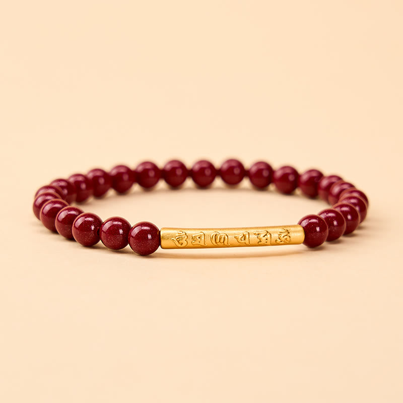 Nimara Ritual Cinnabar 999 Sterling Silver Om Mani Padme Hum Wisdom Bracelet