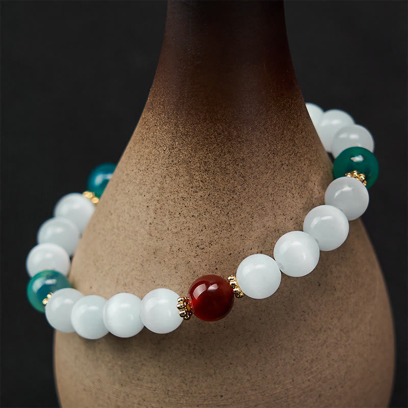 Nimara Ritual White Cat's Eye Colorful Candy Agate Abundance Bracelet