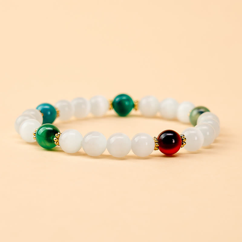 Nimara Ritual White Cat's Eye Colorful Candy Agate Abundance Bracelet