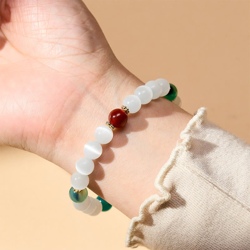 Nimara Ritual White Cat's Eye Colorful Candy Agate Abundance Bracelet