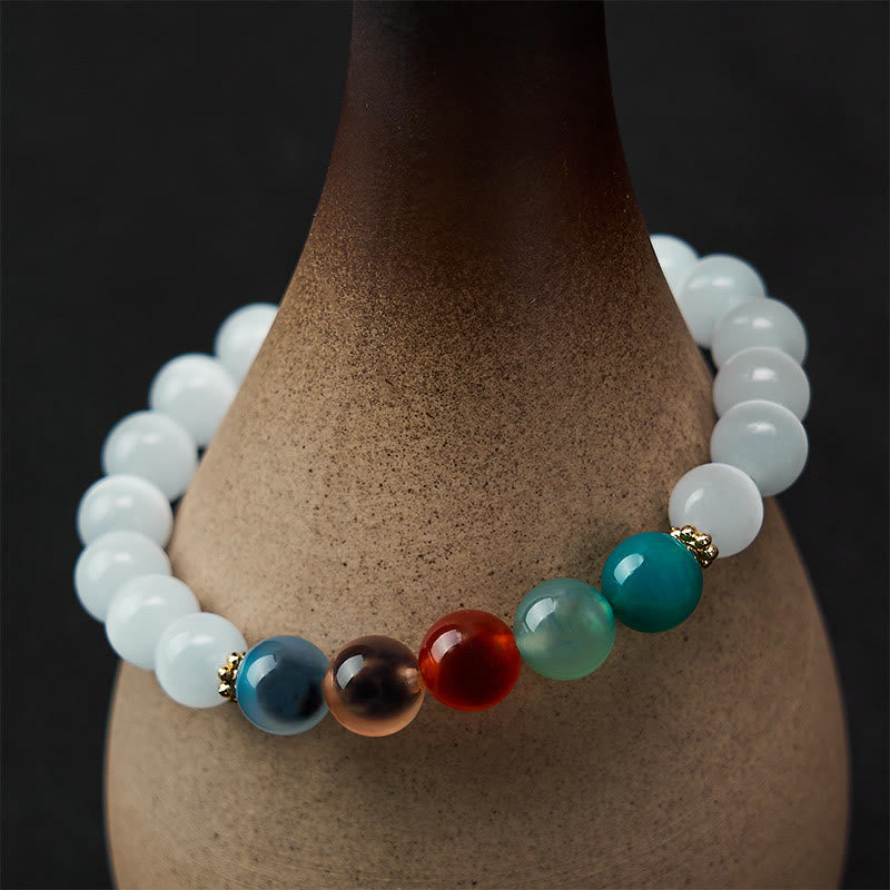 Nimara Ritual White Cat's Eye Colorful Candy Agate Abundance Bracelet