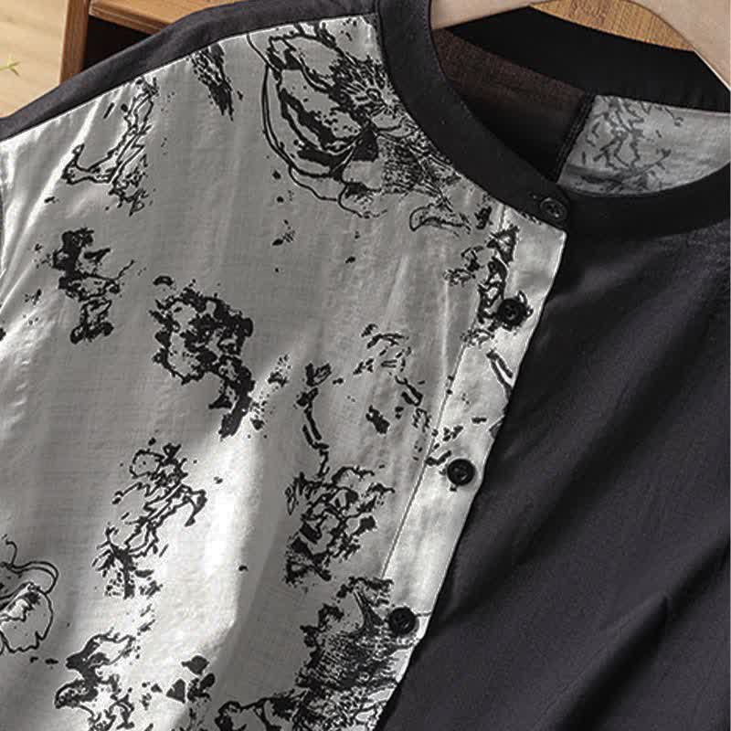 Nimara Ritual Summer Minimalist Mandarin Collar Asymmetric Floral Print Women's Sleeveless Shirts