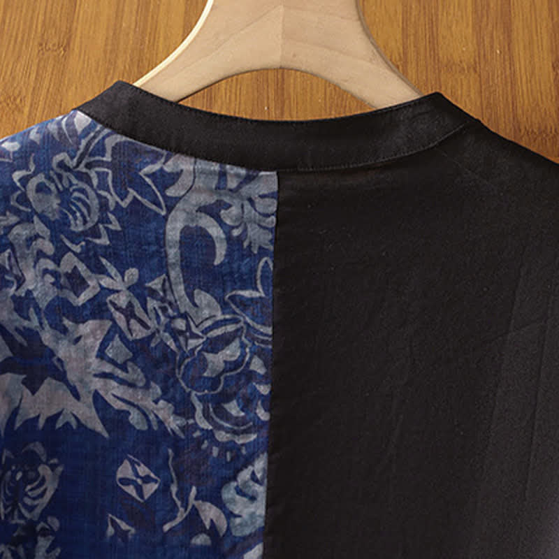 Nimara Ritual Summer Minimalist Mandarin Collar Asymmetric Floral Print Women's Sleeveless Shirts
