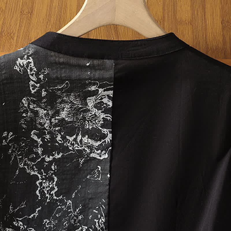 Nimara Ritual Summer Minimalist Mandarin Collar Asymmetric Floral Print Women's Sleeveless Shirts