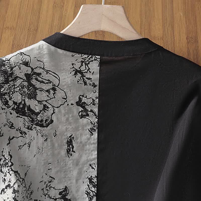 Nimara Ritual Summer Minimalist Mandarin Collar Asymmetric Floral Print Women's Sleeveless Shirts