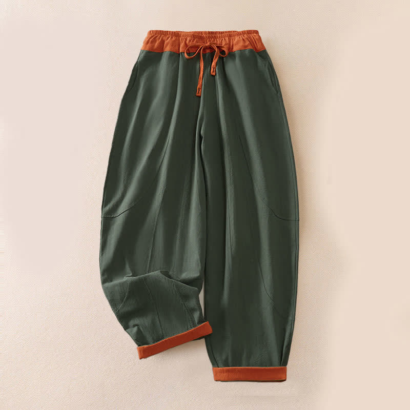 Nimara Ritual Spring Casual Drawstring Solid Cotton Women's Harem Pants With Pockets
