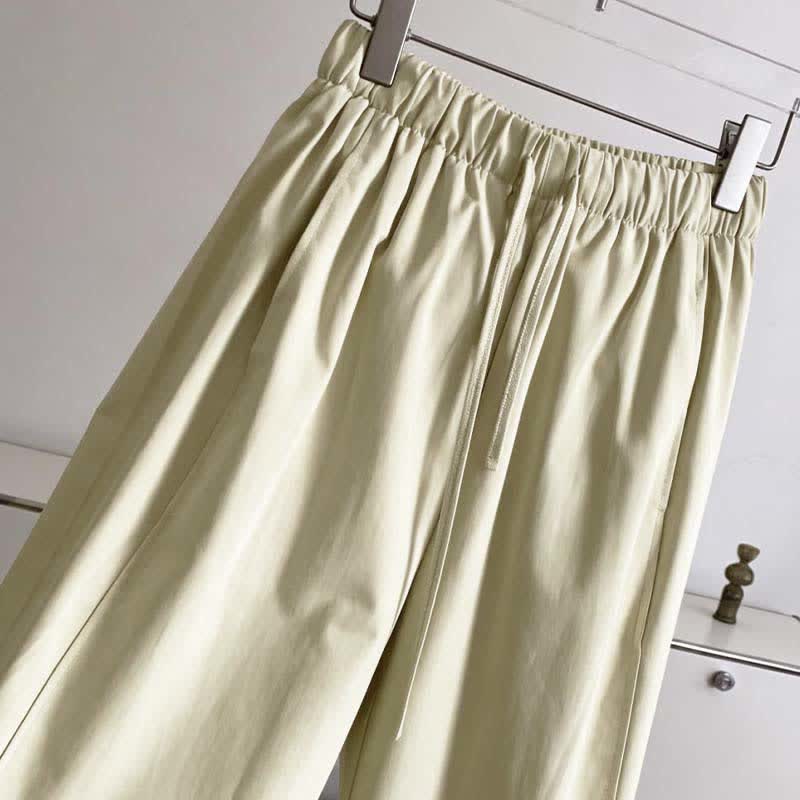 Nimara Ritual Summer Minimalist Drawstring Solid Women's Wide Leg Pants With Pockets