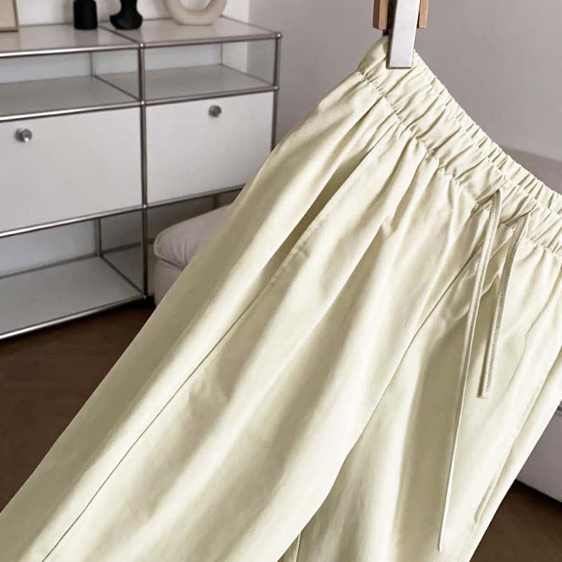 Nimara Ritual Summer Minimalist Drawstring Solid Women's Wide Leg Pants With Pockets