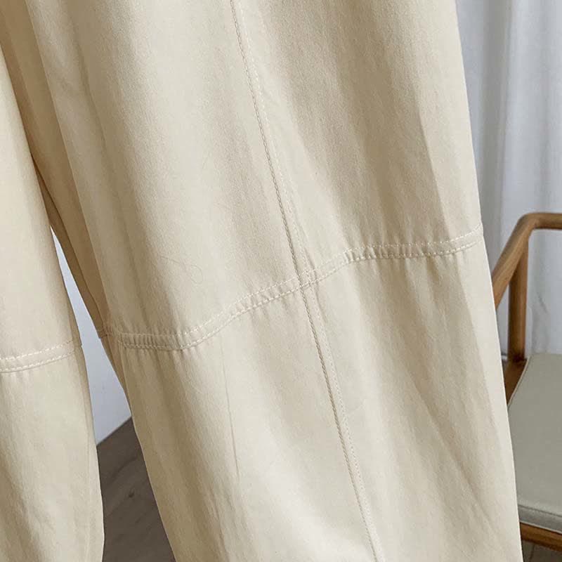 Nimara Ritual Summer Casual Button-Up Solid Women's Harem Pants With Pockets