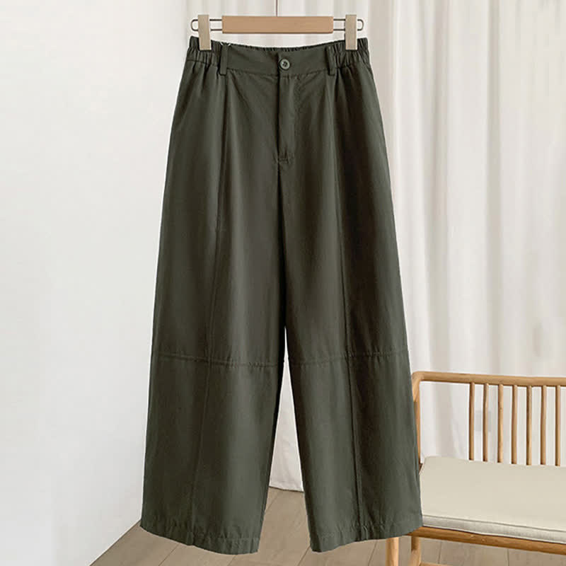 Nimara Ritual Summer Casual Button-Up Solid Women's Harem Pants With Pockets
