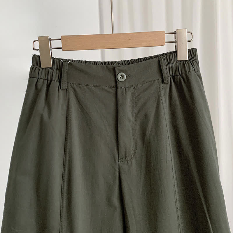 Nimara Ritual Summer Casual Button-Up Solid Women's Harem Pants With Pockets