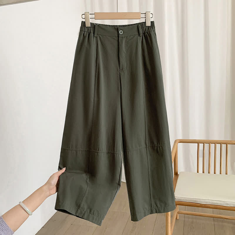 Nimara Ritual Summer Casual Button-Up Solid Women's Harem Pants With Pockets