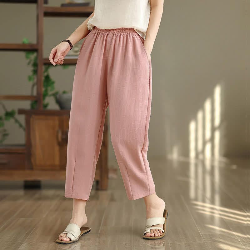 Nimara Ritual Summer Casual Solid Women's Tapered Pants With Pockets