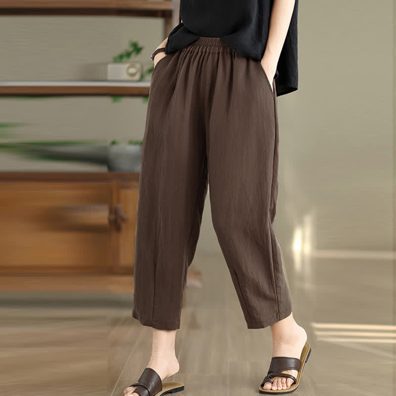 Nimara Ritual Summer Casual Solid Women's Tapered Pants With Pockets