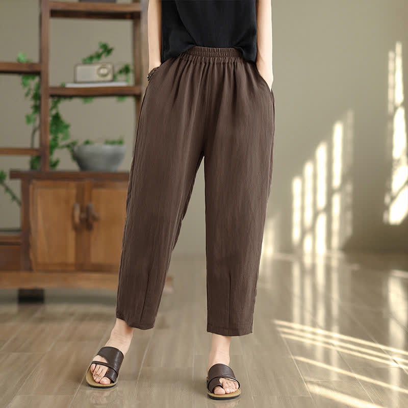 Nimara Ritual Summer Casual Solid Women's Tapered Pants With Pockets