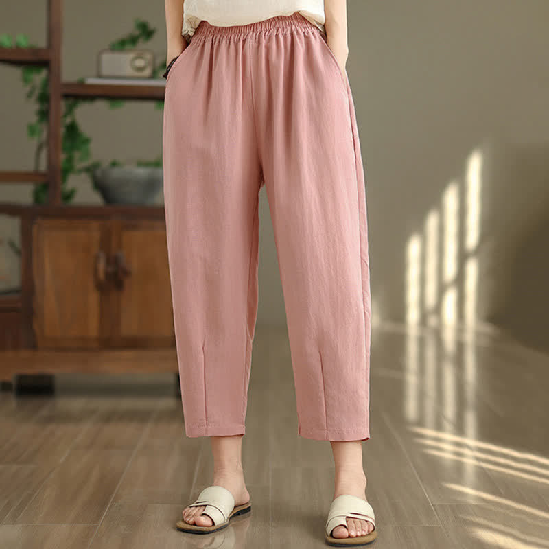 Nimara Ritual Summer Casual Solid Women's Tapered Pants With Pockets