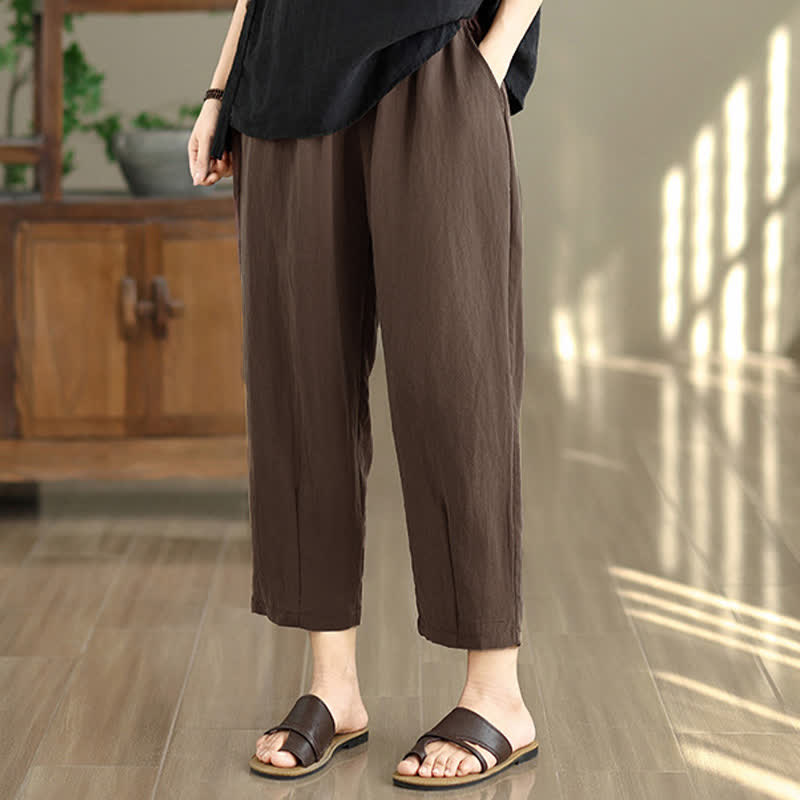 Nimara Ritual Summer Casual Solid Women's Tapered Pants With Pockets
