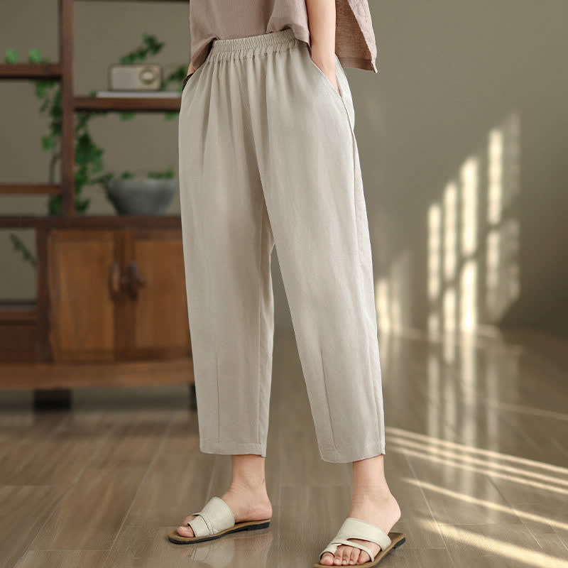 Nimara Ritual Summer Casual Solid Women's Tapered Pants With Pockets