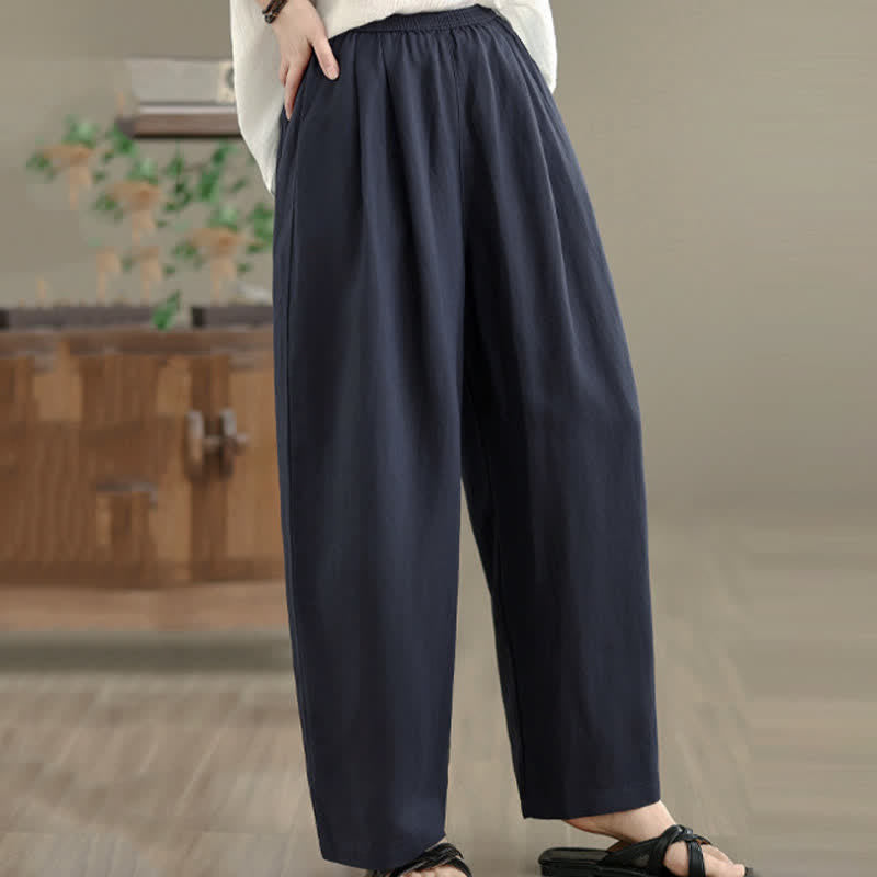 Nimara Ritual Summer Minimalist Pleated Solid Women's Harem Pants With Pockets