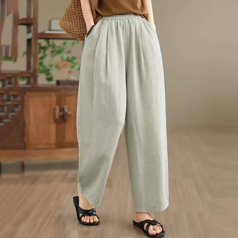 Nimara Ritual Summer Minimalist Pleated Solid Women's Harem Pants With Pockets