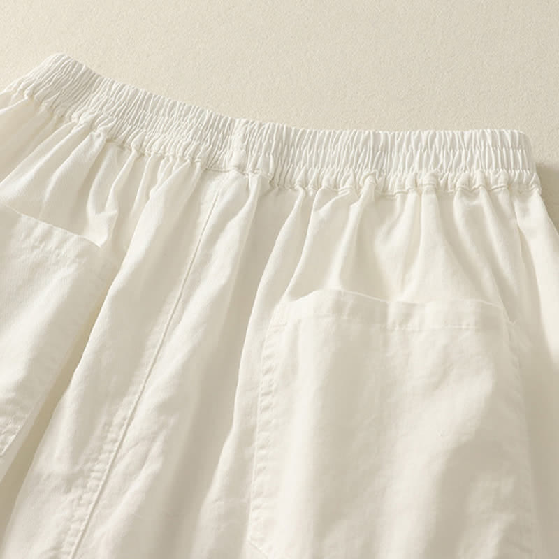 Nimara Ritual Summer Casual Elastic Waist Solid Women's Tapered Pants With Pockets