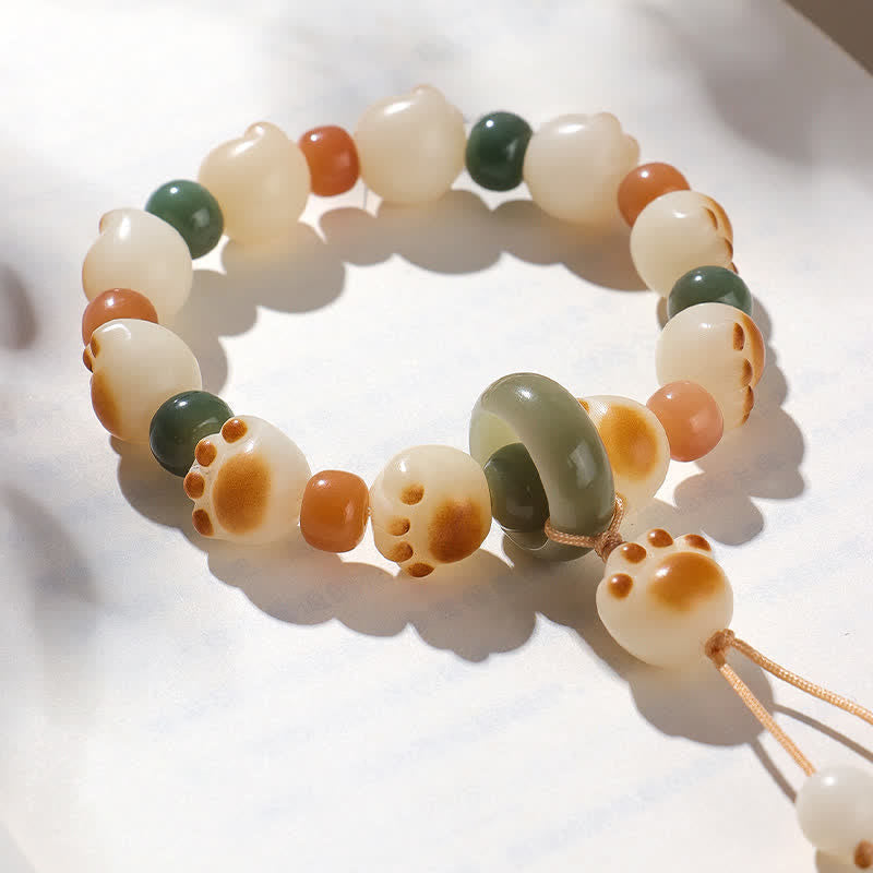 Nimara Ritual Natural Bodhi Seed Cat Paw Design Wealth Bracelet
