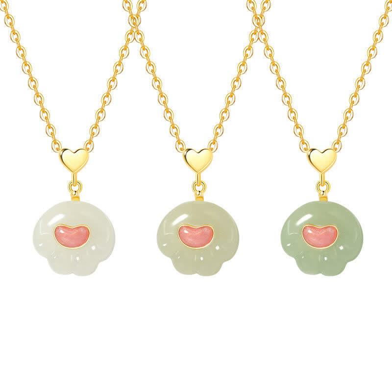 Nimara Ritual Natural Hetian Jade Cat Paw 925 Sterling Silver Luck Necklace