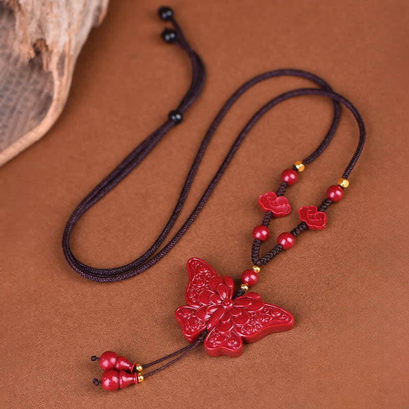 Nimara Ritual Cinnabar Butterfly Freedom Rope Necklace