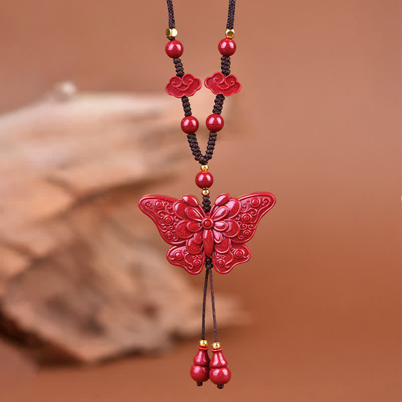 Nimara Ritual Cinnabar Butterfly Freedom Rope Necklace