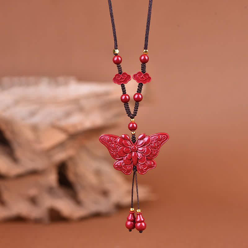 Nimara Ritual Cinnabar Butterfly Freedom Rope Necklace