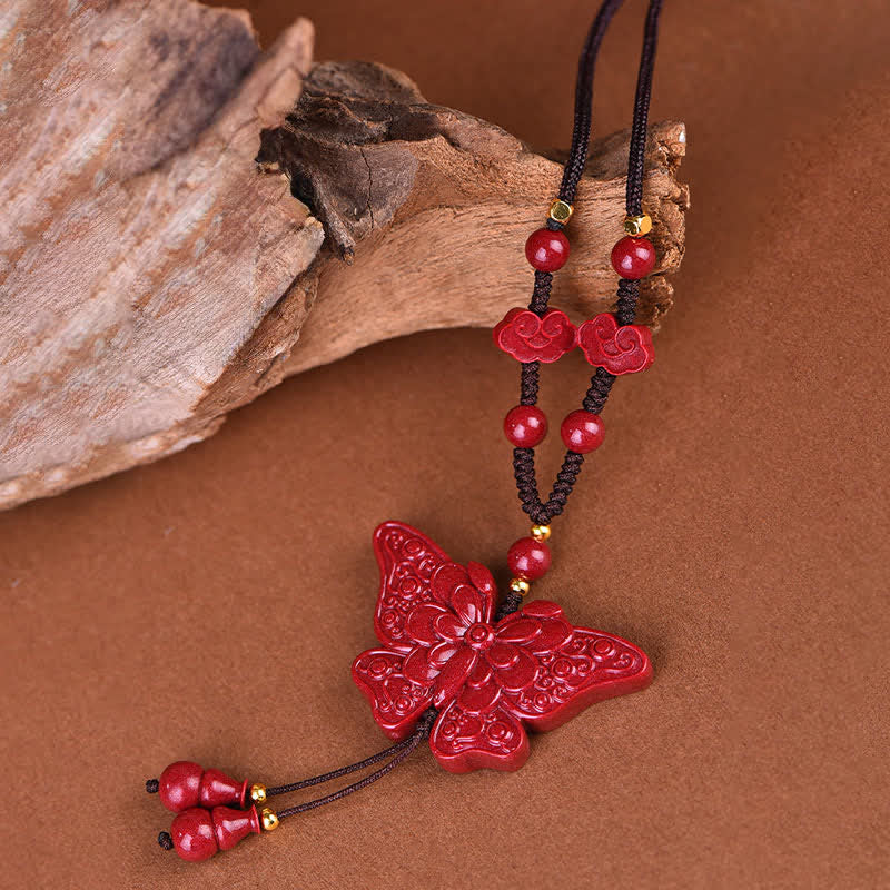 Nimara Ritual Cinnabar Butterfly Freedom Rope Necklace
