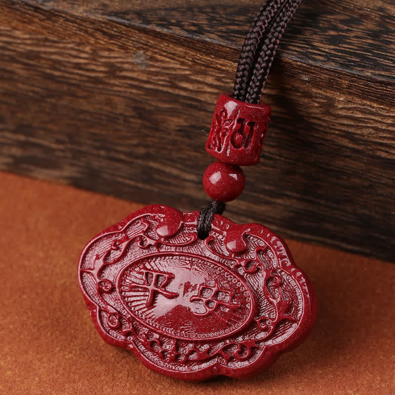 Nimara Ritual Cinnabar Fu Character Ruyi Lock Rope Luck Necklace