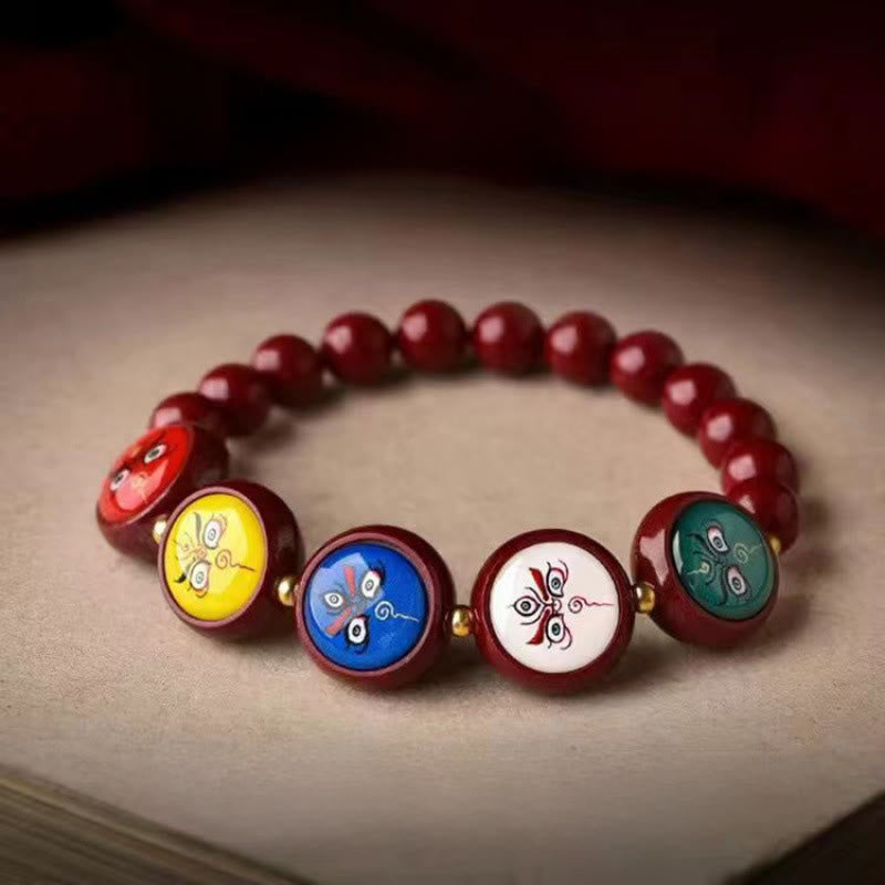Nimara Ritual Natural Cinnabar Five Directions Gods Of Wealth Blessing Bracelet