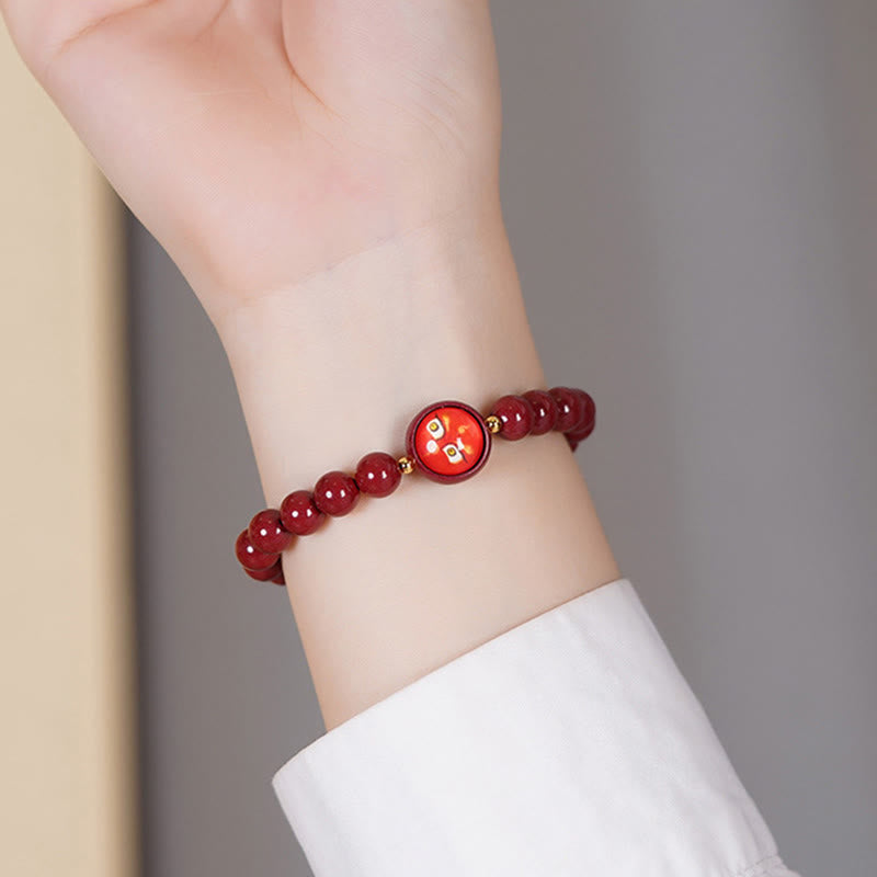 Nimara Ritual Natural Cinnabar Five Directions Gods Of Wealth Blessing Bracelet