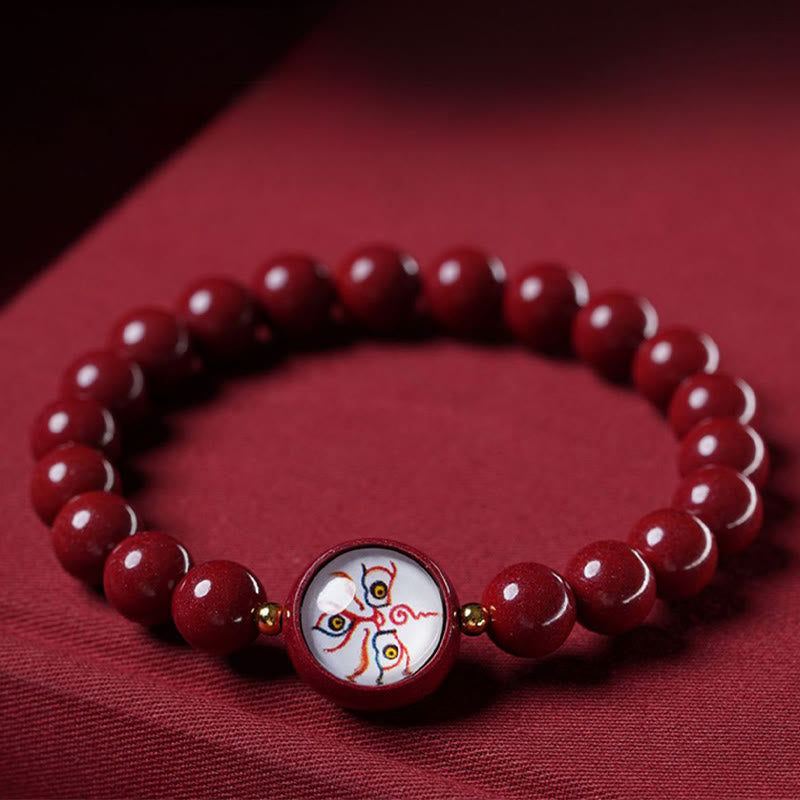 Nimara Ritual Natural Cinnabar Five Directions Gods Of Wealth Blessing Bracelet