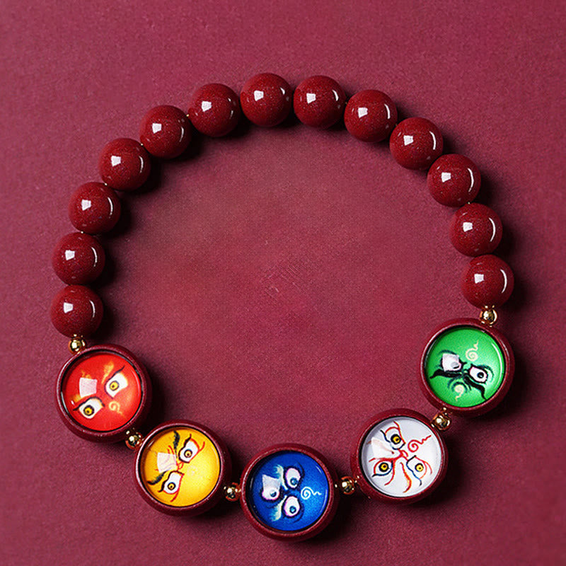 Nimara Ritual Natural Cinnabar Five Directions Gods Of Wealth Blessing Bracelet