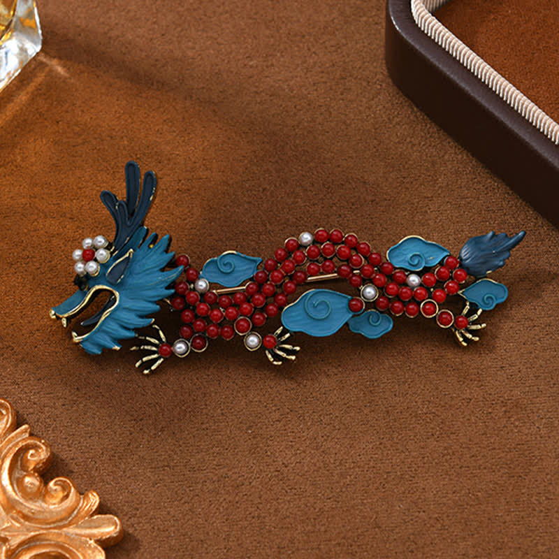 Nimara Ritual Blue Dragon Red Turquoise Luck Brooch