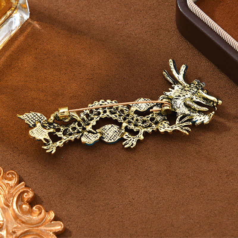 Nimara Ritual Blue Dragon Red Turquoise Luck Brooch