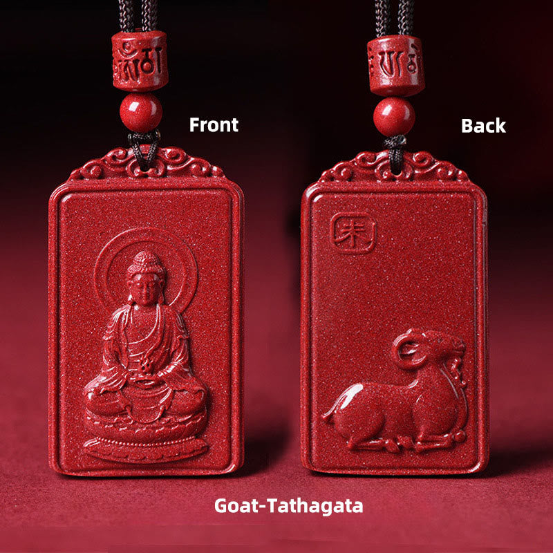 Nimara Ritual The Chinese Zodiac Natal Buddha Cinnabar Blessing Necklace Pendant