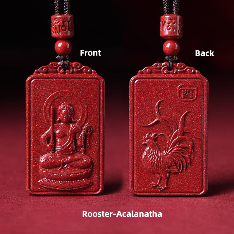 Nimara Ritual The Chinese Zodiac Natal Buddha Cinnabar Blessing Necklace Pendant