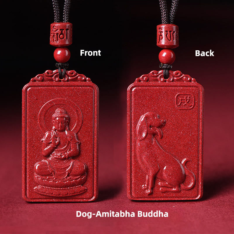 Nimara Ritual The Chinese Zodiac Natal Buddha Cinnabar Blessing Necklace Pendant